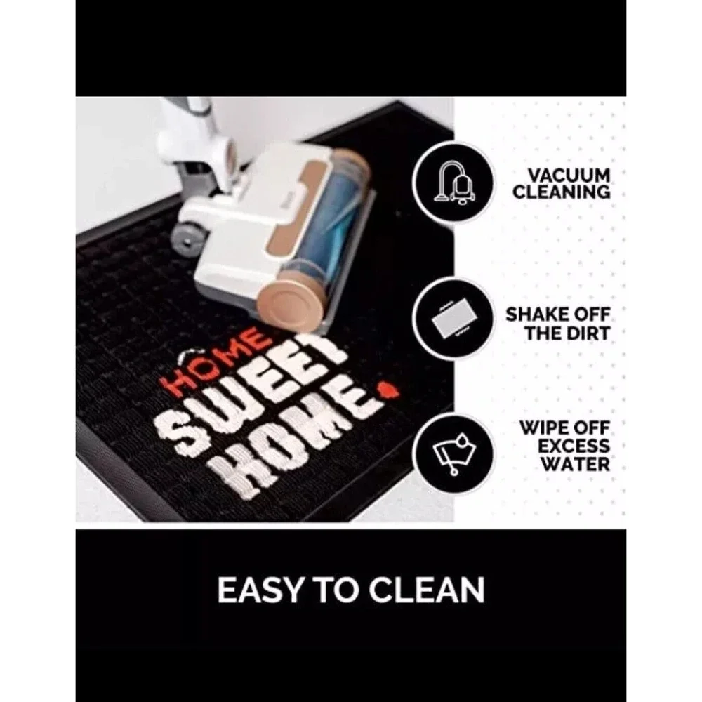 Home‎ Sweet Home Welcome Doormat Bird Design Black Rubber Low Profile 29x17